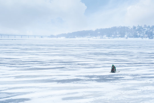Frozzen Volga in Kostroma, Russia