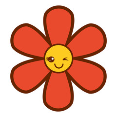 orange flower kawaii cartoon botanical icon