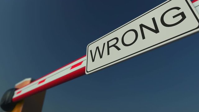 Closing gate with WRONG inscription. Conceptual animation