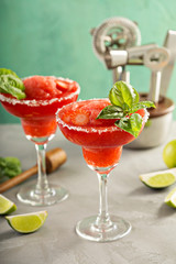 Frozen strawberry lime margarita