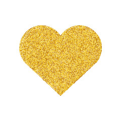Gold glitter heart shape isolated. Golden love symbol. Saint Valentines Day icon