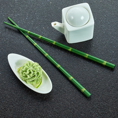 Sushi set on gray background