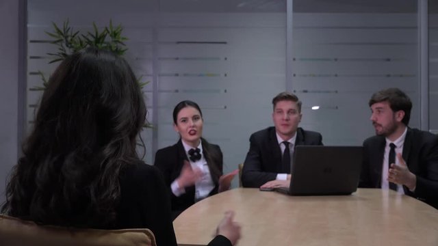 Angry business people teamwork executive scolding arguing fighting colleagues 4K