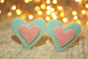 Fototapeta premium hearts made of felt
