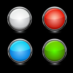 Buttons, elements round on black background vector illustrations