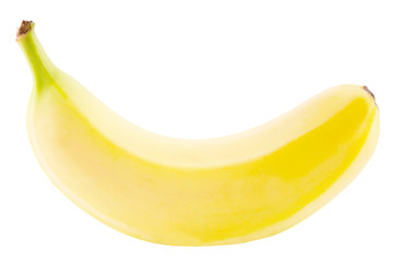 One whole banana on white background