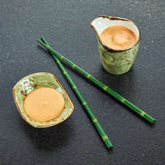 Sushi set on gray background