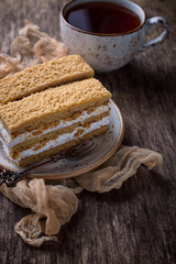 Two pieces of sweet homemade cake
