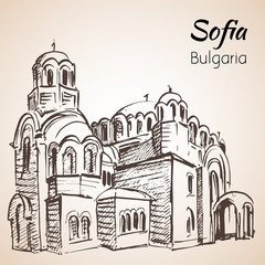 Sveti Sedmochislenitsi Kirche. Sofia, Bulgaria. Sketch.