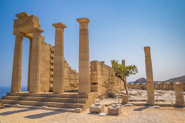 Lindos ancient archeological site at Rhodes, Greece