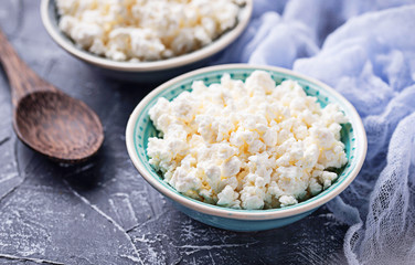 Bowl with homemade cottage cheese