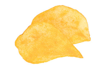 potato chips close-up on an isolated white background