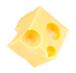 cheese cube slice isolated on a white background