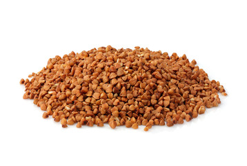 Buckwheat piles; buckwheat groats isolated.