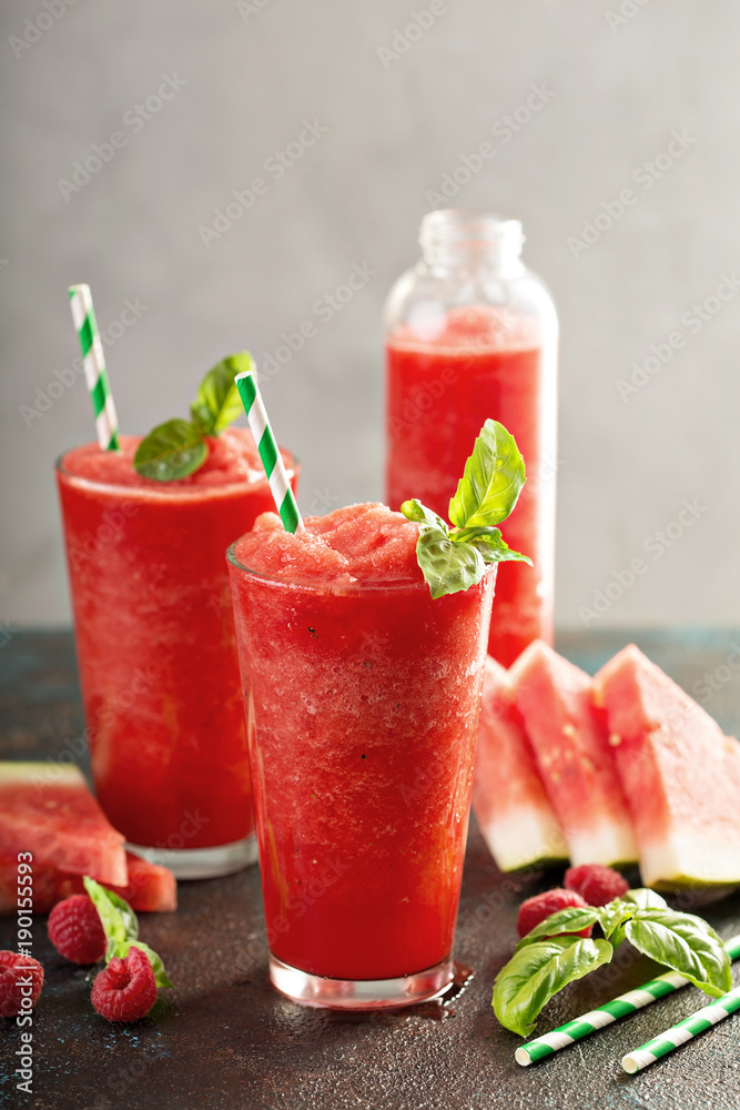 Wall mural Refreshing cold summer drink watermelon slushie