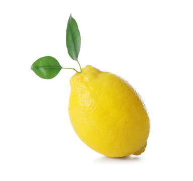 Ripe lemon on white background