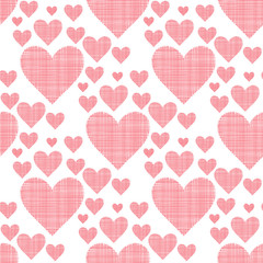 Simple red heart sharp vector seamless pattern background pink color card beautiful celebrate bright red heart emoticon holiday art decoration.
