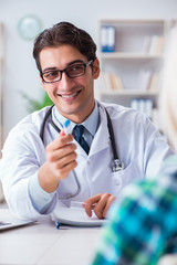 Patient visiting doctor for medical check-up in hospital