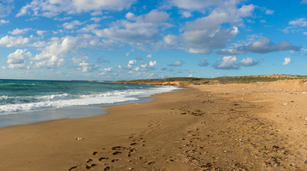 Panoramic view of the Toxeftra Beach oh the way to Akamas, Cyprus