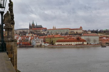 Fototapeta na wymiar Prague Castle above Vltava River in Prague, Czech Republic