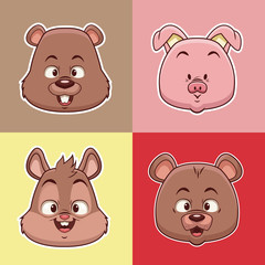 Animals heads cartoons icon vector illustration graphic design