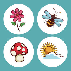 Nature cartoon round icons icon vector illustration graphic design
