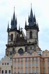 Fototapeta na wymiar Gothic Tyn cathedral, Old Town square, Prague, Czech Republic.