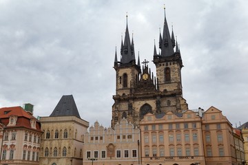 Fototapeta na wymiar Gothic Tyn cathedral, Old Town square, Prague, Czech Republic.