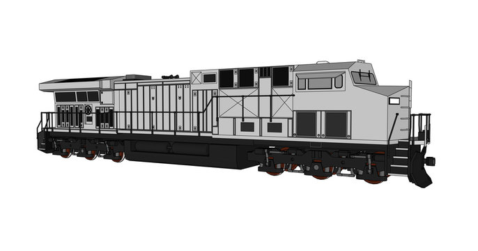 gray train side view on white background