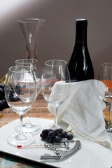 Professional red wine tasting event with high quality wine glasses and wine accessories