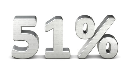 51 prozent symbol 3d silver struktur