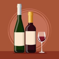 Wine bottle and cup icon vector illustration graphic design