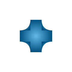 Blue 3d healthcare cross logo design concept vector