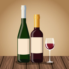 Wine bottle and cup icon vector illustration graphic design
