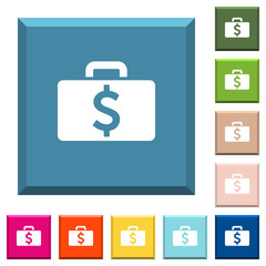 Dollar bag white icons on edged square buttons