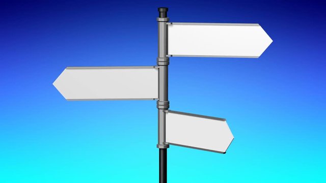 3D signpost (roadsign) with three arrows - animation