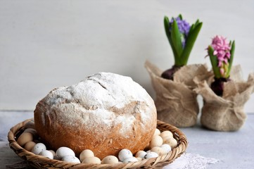 Easter breakfast, high tea, table setting for a festive dinner