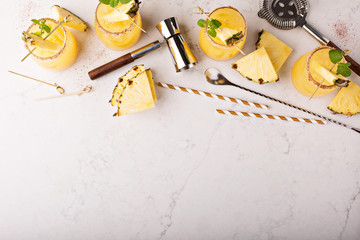 Pineapple cold cocktails