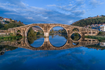 Aerial view of Arslanagica Bridge in Trebinje. Bosnia and Hercegovina.