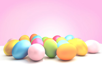 colorful easter eggs 3d rendering