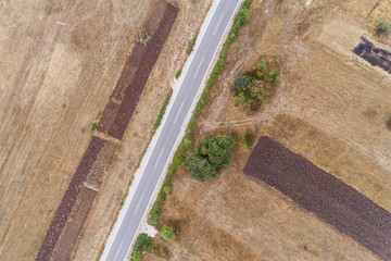 Fototapeta premium Aerial view of the fields in the vicinity of the village of Grab. Bosnia and Hercegovina. 