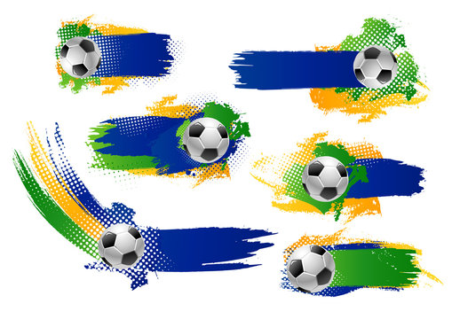 Fototapeta Vector football soccer ball icons or banners