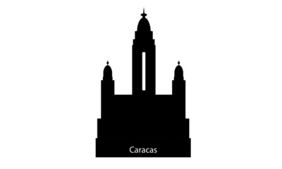 illustration of silhouette of national pantheon of Caracas in Venezuela