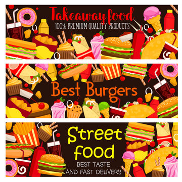 Vector street food restaurant menu banners