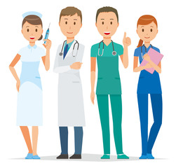 Four young medical staff members