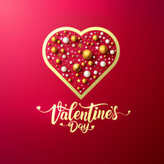 Invitation card Valentine's day with typography and cut paper heart.Vector illustration EPS 10