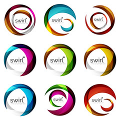 Set of swirl circles abstract vector icons. Circle, helix, rotation, spiral motion concepts