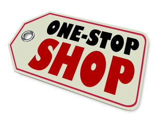 One-Stop Shop Price Tag Product Store Advertisement 3d Illustration