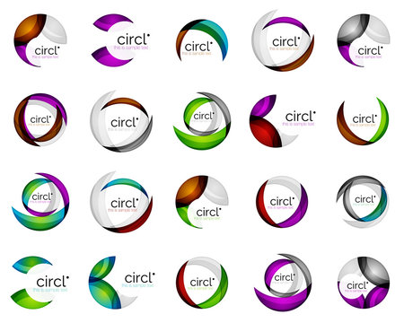 Circle logo collection. Transparent overlapping swirl shapes