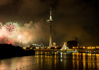 Macau Firework celebration at night in Macau ,24 September 2016